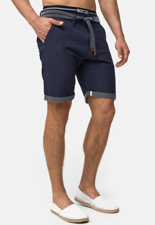 Indicode men's Acton chino shorts with cord belt made of 100% cotton