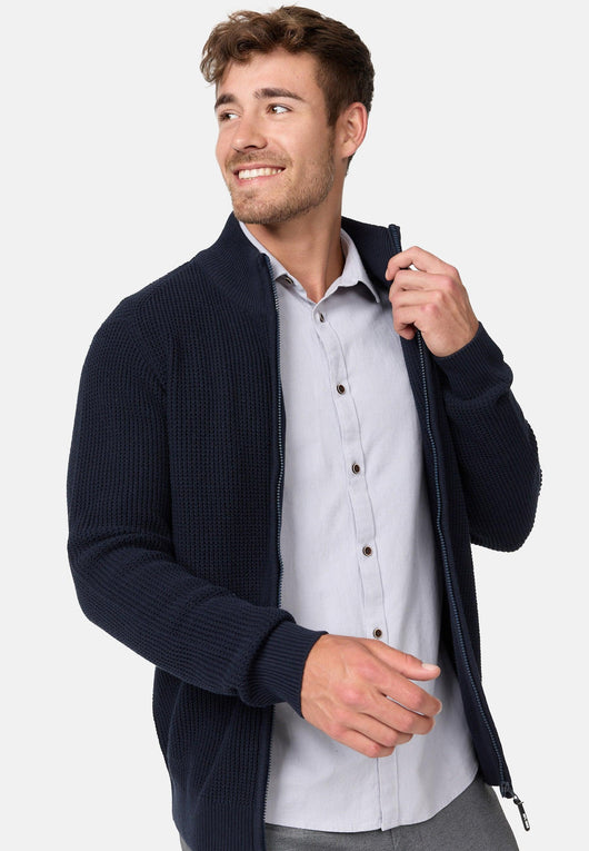 Indicode Herren INLayton Fein-Strickjacke mit Stehkragen und Reißverschluss