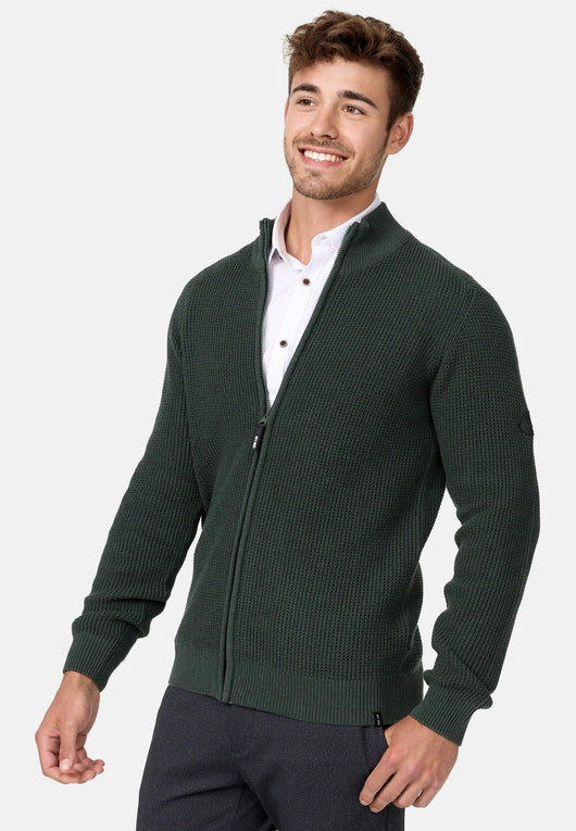 Indicode Herren INLayton Fein-Strickjacke mit Stehkragen und Reißverschluss