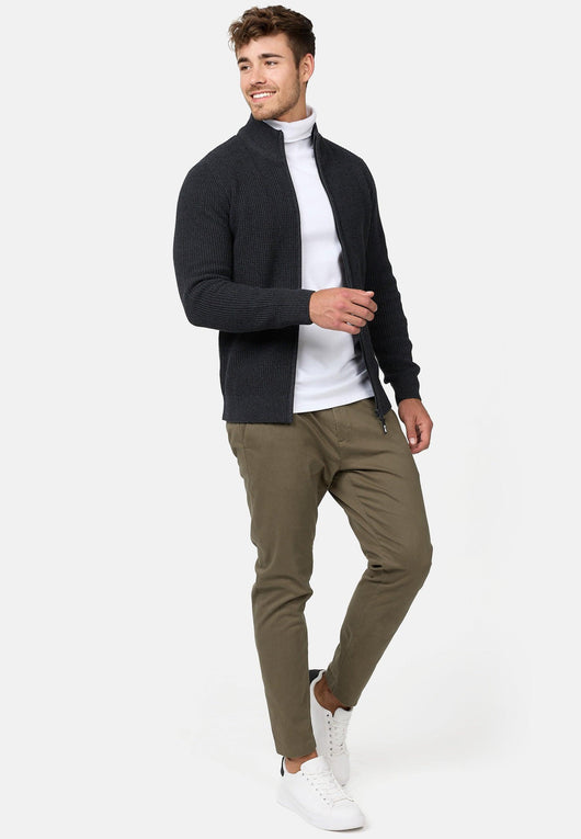 Indicode Herren INLayton Fein-Strickjacke mit Stehkragen und Reißverschluss