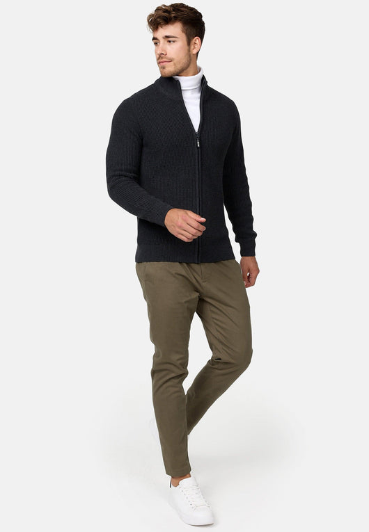 Indicode Herren INLayton Fein-Strickjacke mit Stehkragen und Reißverschluss