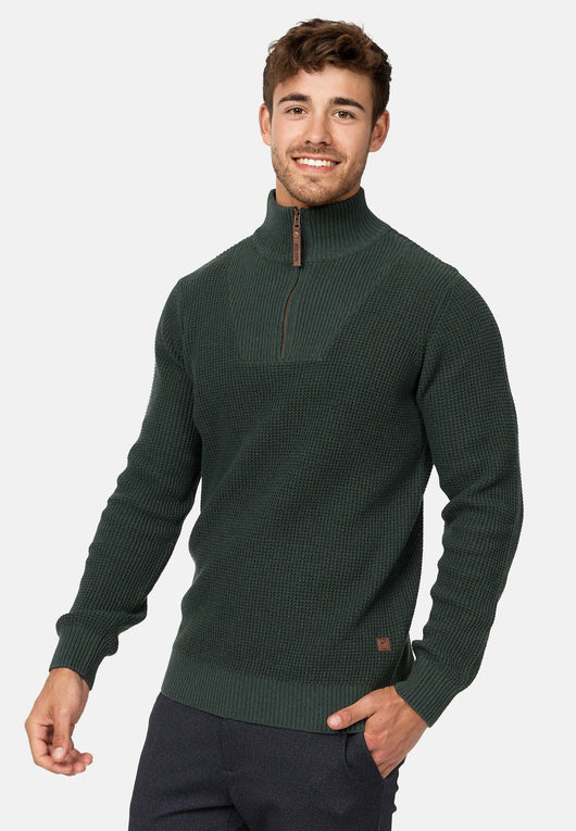 Indicode Herren INYassip Strickpullover mit Stehkragen und Reißverschluß - INDICODE