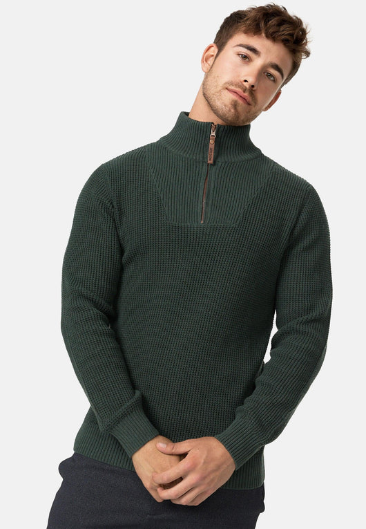 Indicode Herren INYassip Strickpullover mit Stehkragen und Reißverschluß - INDICODE