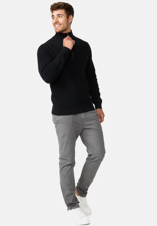 Indicode Herren INYassip Strickpullover mit Stehkragen und Reißverschluß - INDICODE