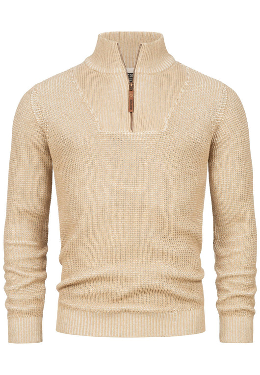 Indicode Herren INYassip Strickpullover mit Stehkragen und Reißverschluß - INDICODE