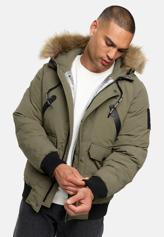 Indicode Herren INZakai Winterjacke mit Fell-Kapuze - INDICODE