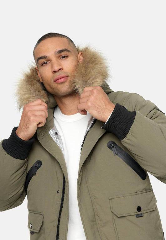 Indicode Herren INZakai Winterjacke mit Fell-Kapuze - INDICODE