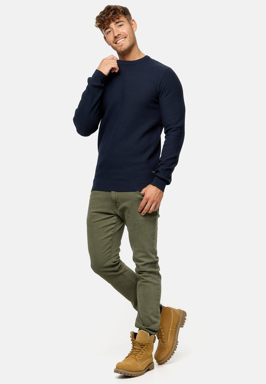 Indicode Herren INLourdes Strickpullover mit Ripp-Bündchen & Rundhals-Ausschnitt