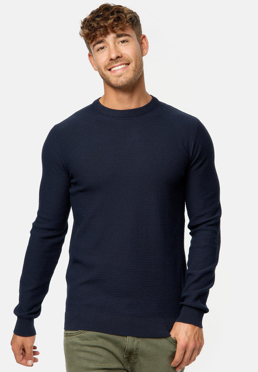 Indicode Herren INLourdes Strickpullover mit Ripp-Bündchen & Rundhals-Ausschnitt