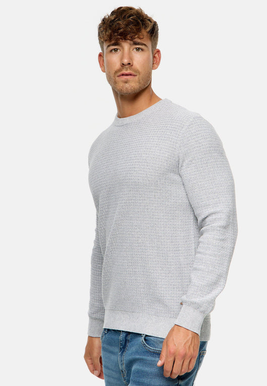 Indicode Herren INLourdes Strickpullover mit Ripp-Bündchen & Rundhals-Ausschnitt