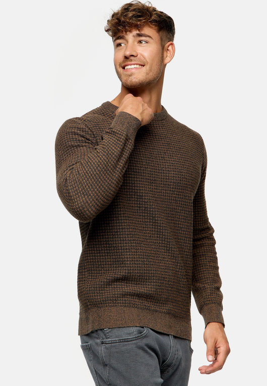 Indicode Herren INLourdes Strickpullover mit Ripp-Bündchen & Rundhals-Ausschnitt