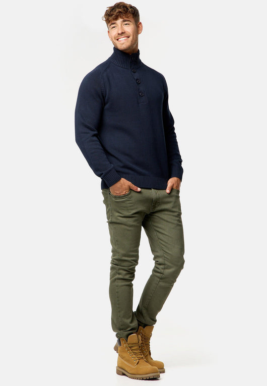 Indicode Herren INIsalu Pullover aus 80% Baumwolle mit Stehkragen - INDICODE