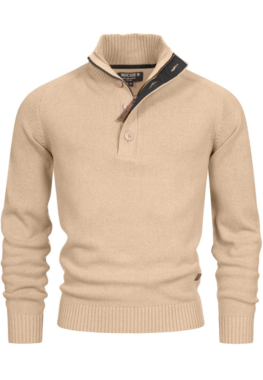 Indicode Herren INIsalu Pullover aus 80% Baumwolle mit Stehkragen - INDICODE