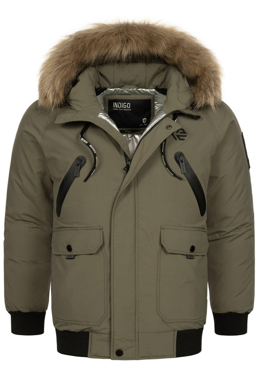 Indicode Herren INZakai Winterjacke mit Fell-Kapuze - INDICODE