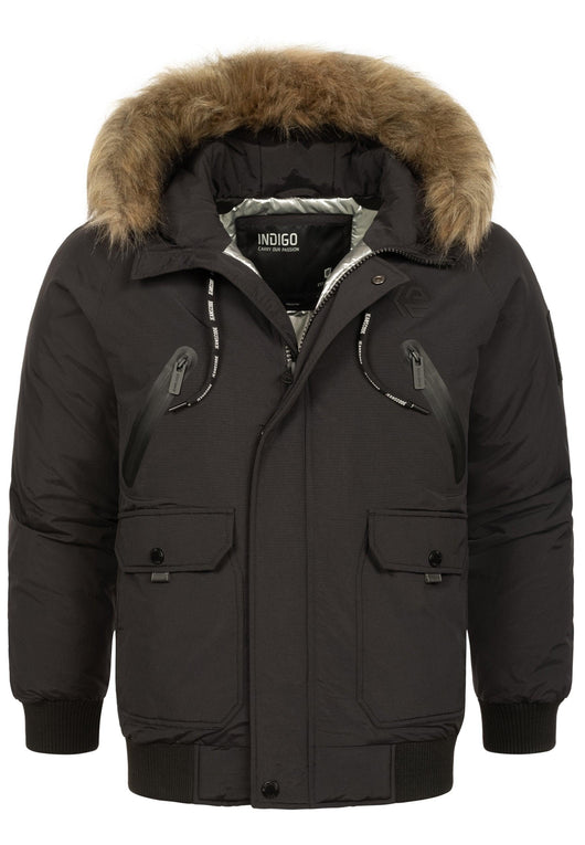 Indicode Herren INZakai Winterjacke mit Fell-Kapuze - INDICODE