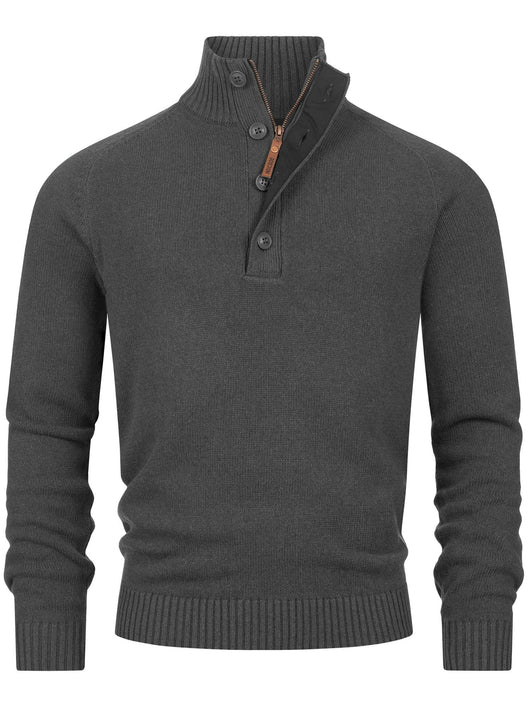 Indicode Herren INIsalu Pullover aus 80% Baumwolle mit Stehkragen - INDICODE