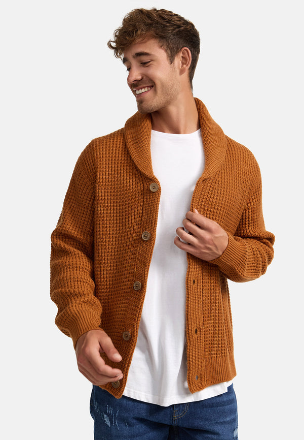 Indicode Herren INBrandox Fein-Strickjacke mit Schalkragen und Knopfleiste