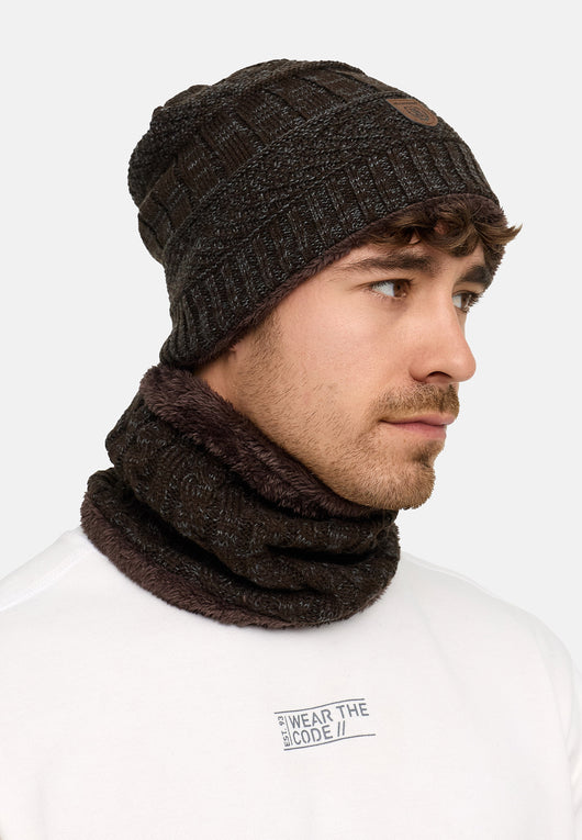 Indicode Men's Siracusa Winter Set Hat & Scarf with Fleece Lining (Teddyfleece)