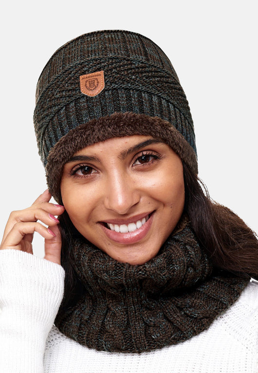 Indicode Men's Siracusa Winter Set Hat & Scarf with Fleece Lining (Teddyfleece)