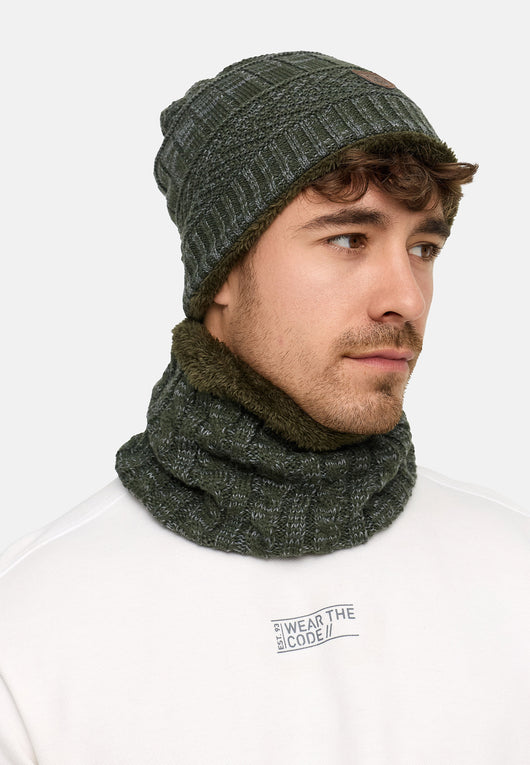 Indicode Men's Siracusa Winter Set Hat & Scarf with Fleece Lining (Teddyfleece)