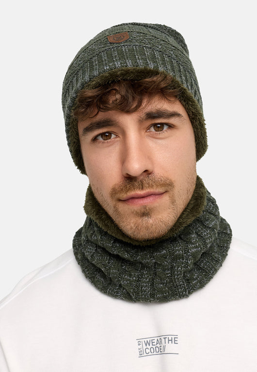 Indicode Men's Siracusa Winter Set Hat & Scarf with Fleece Lining (Teddyfleece)