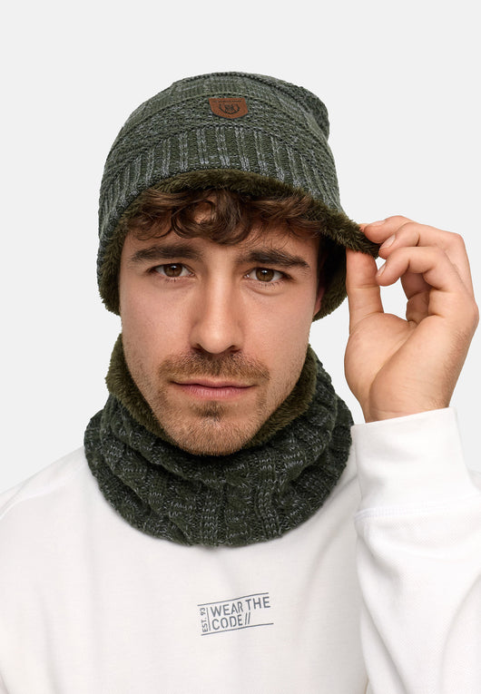 Indicode Men's Siracusa Winter Set Hat & Scarf with Fleece Lining (Teddyfleece)