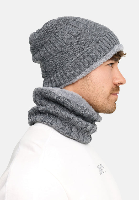 Indicode Men's Siracusa Winter Set Hat & Scarf with Fleece Lining (Teddyfleece)