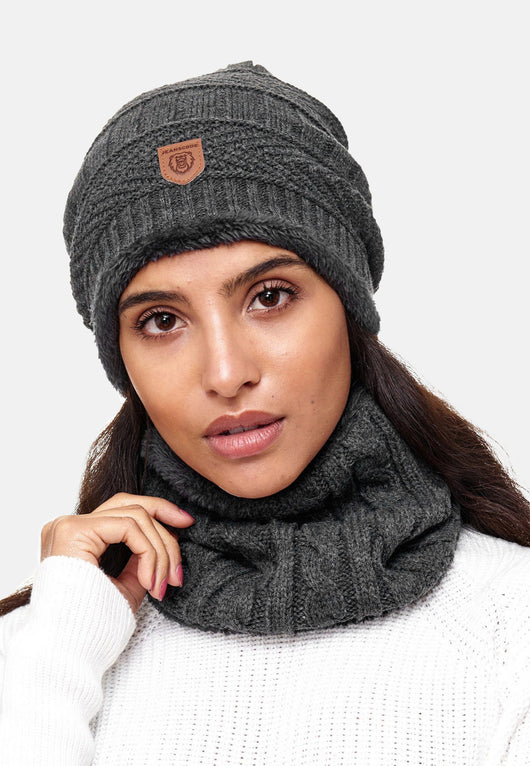 Indicode Men's Siracusa Winter Set Hat & Scarf with Fleece Lining (Teddyfleece)