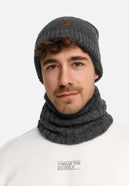 Indicode Men's Siracusa Winter Set Hat & Scarf with Fleece Lining (Teddyfleece)