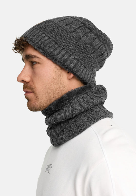 Indicode Men's Siracusa Winter Set Hat & Scarf with Fleece Lining (Teddyfleece)