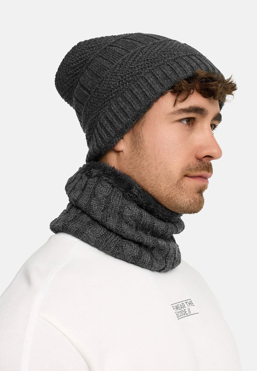Indicode Men's Siracusa Winter Set Hat & Scarf with Fleece Lining (Teddyfleece)