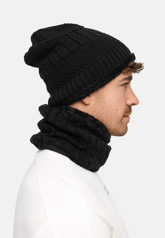 Indicode Men's Siracusa Winter Set Hat & Scarf with Fleece Lining (Teddyfleece)