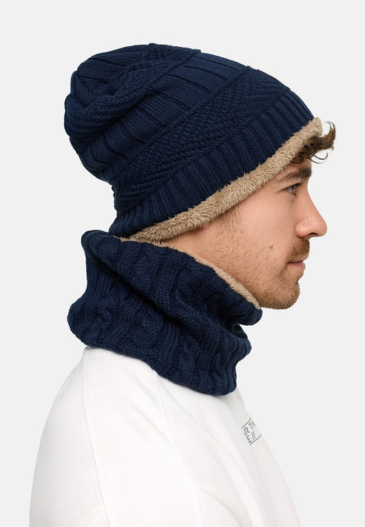 Indicode Men's Siracusa Winter Set Hat & Scarf with Fleece Lining (Teddyfleece)