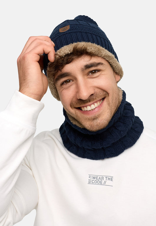 Indicode Men's Siracusa Winter Set Hat & Scarf with Fleece Lining (Teddyfleece)