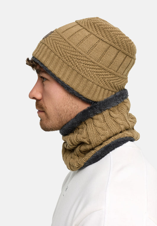 Indicode Men's Siracusa Winter Set Hat & Scarf with Fleece Lining (Teddyfleece)