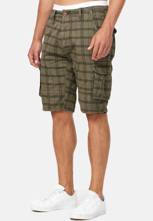 Indicode Men's Monroe Cargo ZA Shorts with 6 pockets incl. belt made of 100% cotton