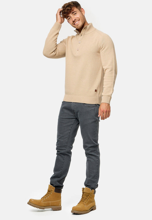 Indicode Herren INIsalu Pullover aus 80% Baumwolle mit Stehkragen - INDICODE