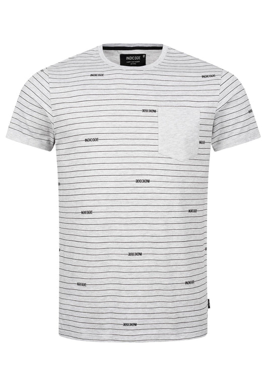 Indicode Men's Ortega T-shirt with a round neck and breast pocket made of 100% cotton