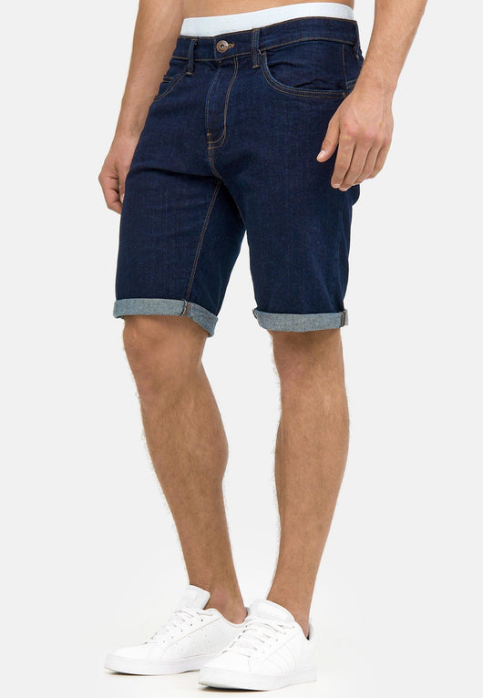 Indicode Herren Caden Jeans Shorts mit 5 Taschen aus 98% Baumwolle - INDICODE
