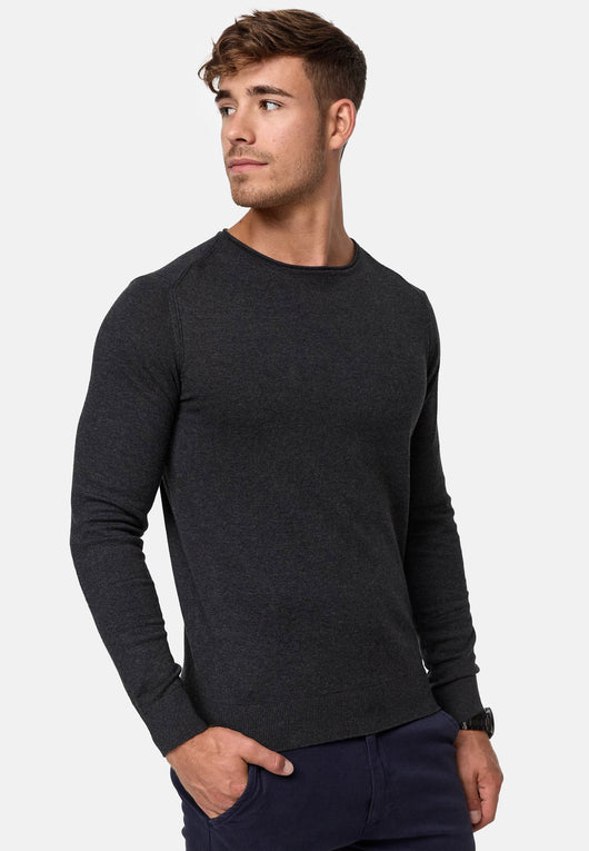 Indicode Herren Gamal Strickpullover mit Rundhals-Ausschnitt  aus 80% Baumwolle