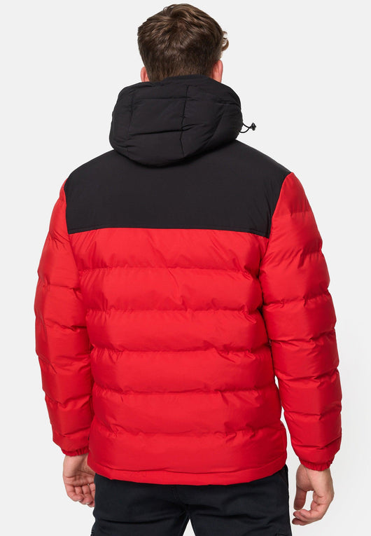 Indicode men's Eberhardy quilted jacket in down jacket look with hood and stand-up collar