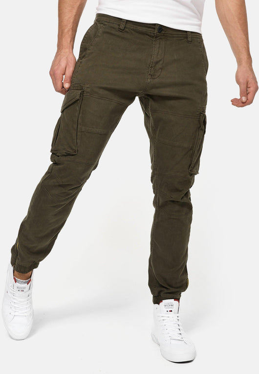 Indicode Herren Hawkins Stretch Cargohose aus 98% Baumwolle