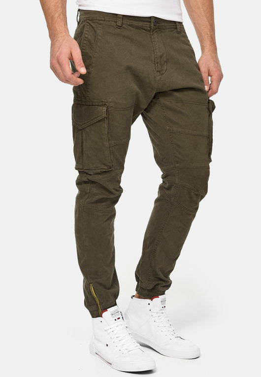 Indicode Herren Hawkins Stretch Cargohose aus 98% Baumwolle