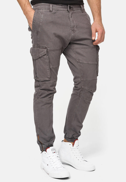 Indicode Herren Hawkins Stretch Cargohose aus 98% Baumwolle