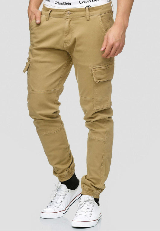 Indicode Herren August Cargohose aus Baumwolle mit 6 Taschen