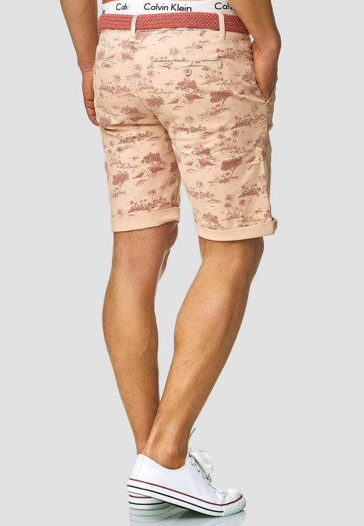 Indicode men's Lilestone chino shorts with 4 pockets incl. belt made of 98% cotton