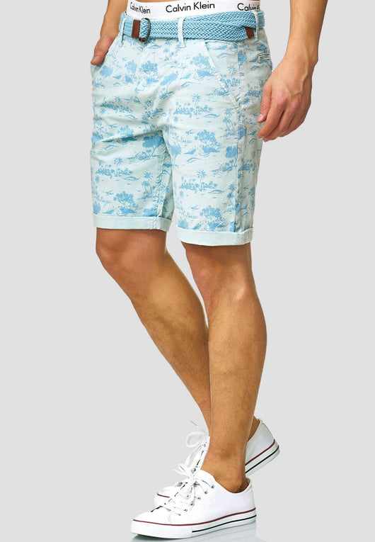 Indicode men's Lilestone chino shorts with 4 pockets incl. belt made of 98% cotton