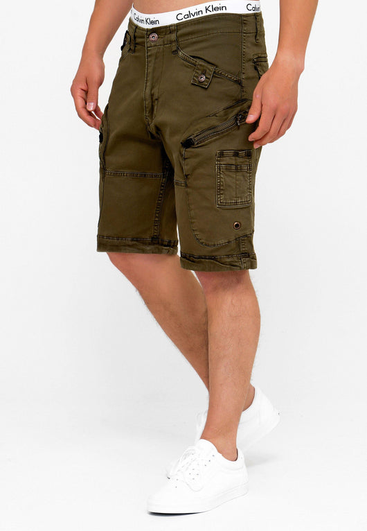 Indicode Herren Bosa Cargo Shorts mit 7 Taschen aus 98% Baumwolle